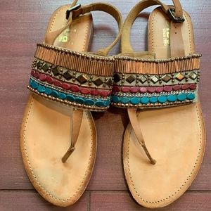 Beaded leather Diba sandals